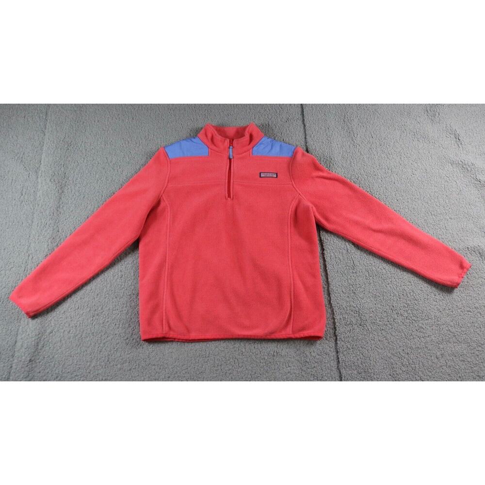 Vineyard Vines Womens Medium Fleece 1/4 Zip Pink Blue Pullover